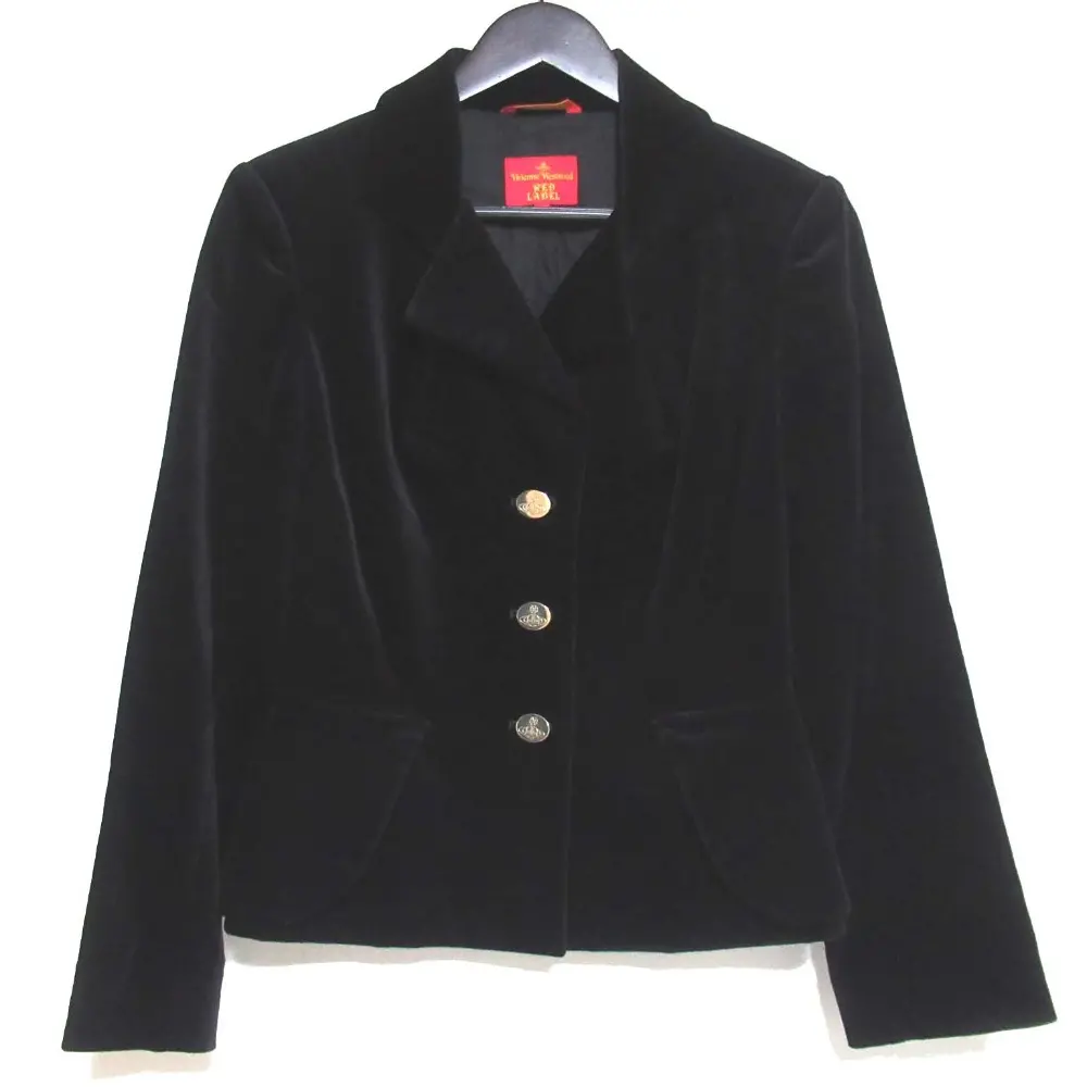 VIVIENNE WESTWOOD RED LABEL ヴィヴィアンウエストウッド レッドレーベル オーブボタン ベロアジャケット サイズ2 ブラック