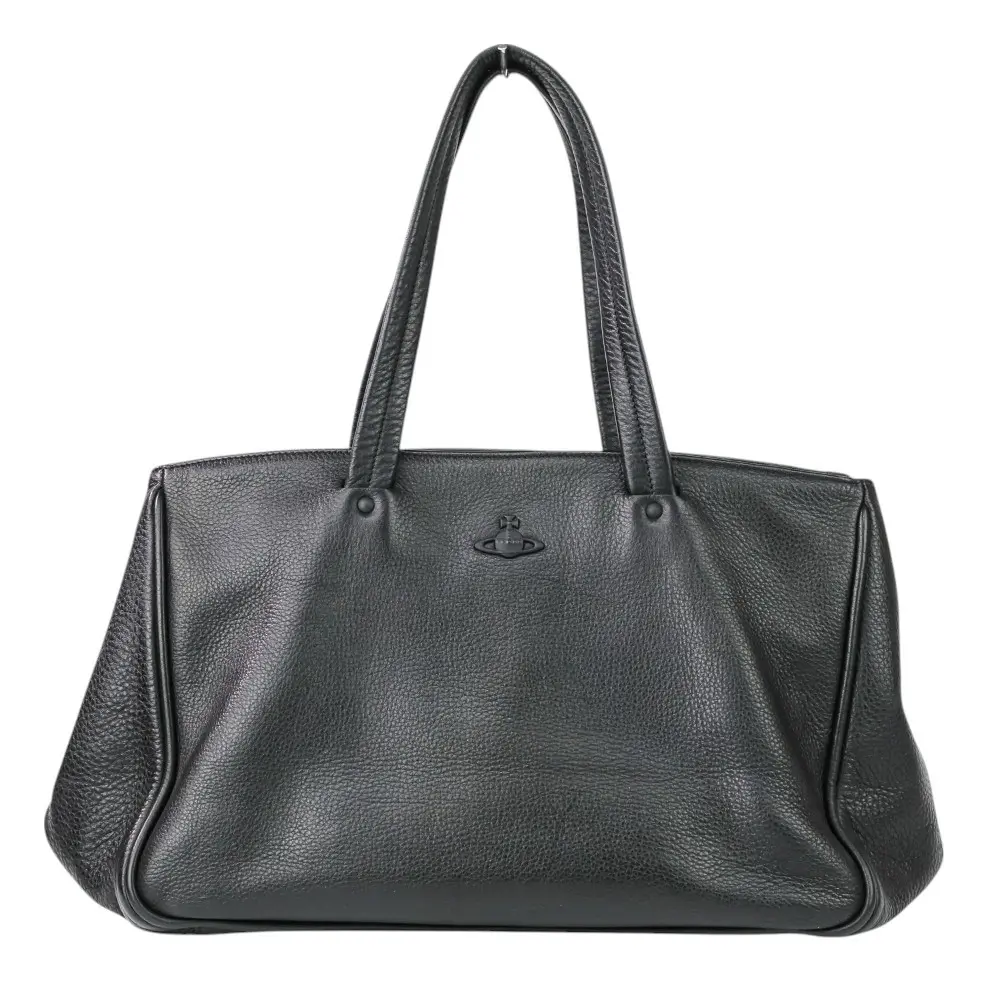 Vivienne Westwood ヴィヴィアンウエストウッド オーブロゴ シボレザー トートバッグ ブラック