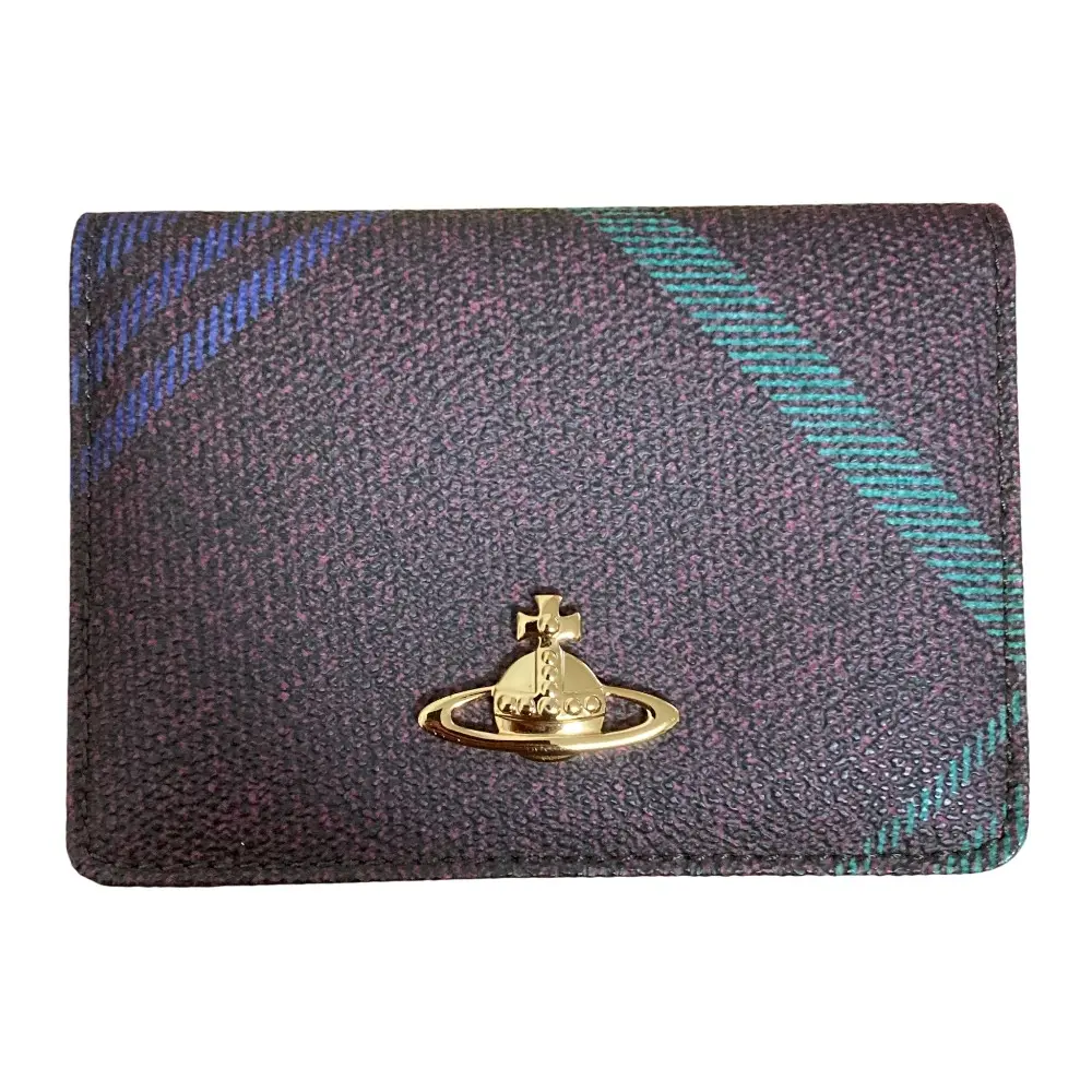 Vivienne Westwood ヴィヴィアンウエストウッド チェック柄 オーブ カードケース 名刺入れ パープル系