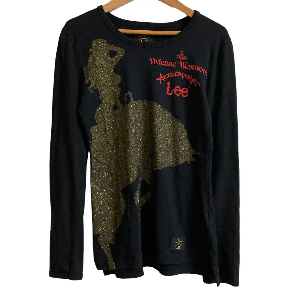 Vivienne Westwood ヴィヴィアンウエストウッド×Lee グリッタープリント 長袖Tシャツ カットソー XXSサイズ ブラック