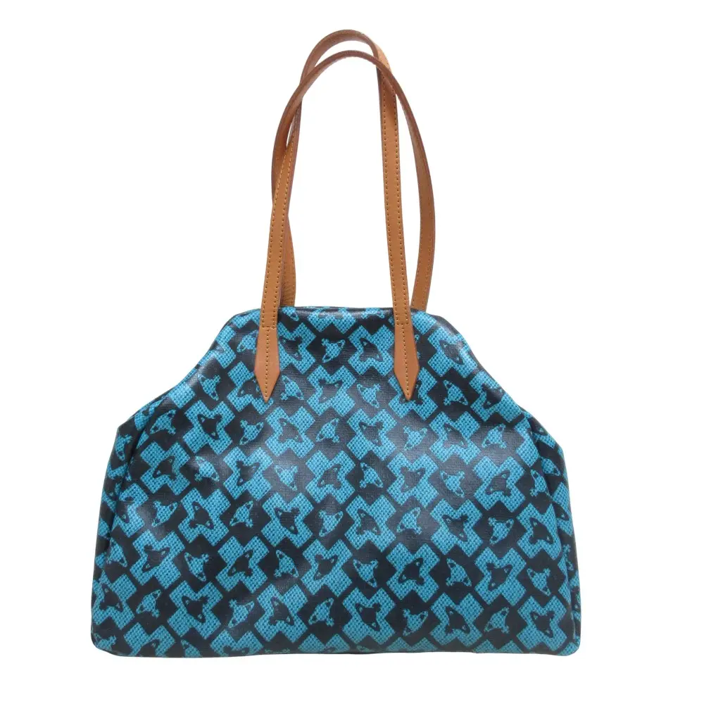 Vivienne Westwood ヴィヴィアンウエストウッド ヤスミン オーブプリント PVC トートバッグ ショルダーバッグ ブルーグリーン