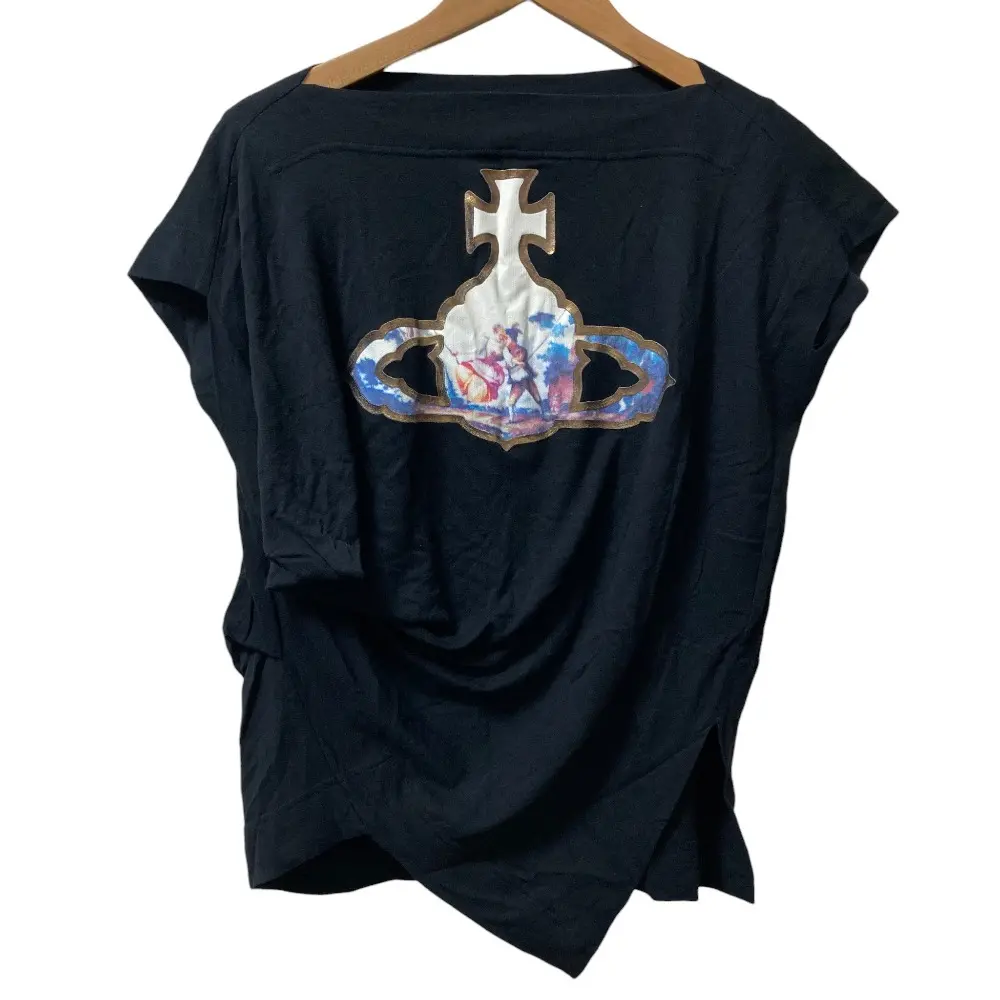 Vivienne Westwood ヴィヴィアンウエストウッド オーブプリント フレンチスリーブ カットソー サイズM ブラック×マルチカラー