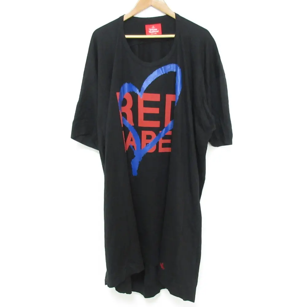 Vivienne Westwood ヴィヴィアンウエストウッドレッドレーベル ハートプリント カットソーワンピース 16-12-592007 0S ブラック
