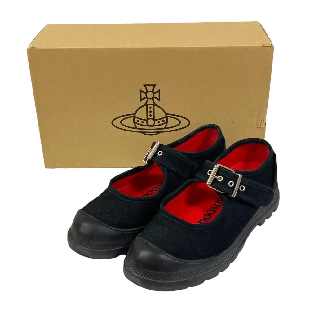 Vivienne Westwood ヴィヴィアンウエストウッド PEKIN BAR キャンバススニーカー 38 約25cm ブラック