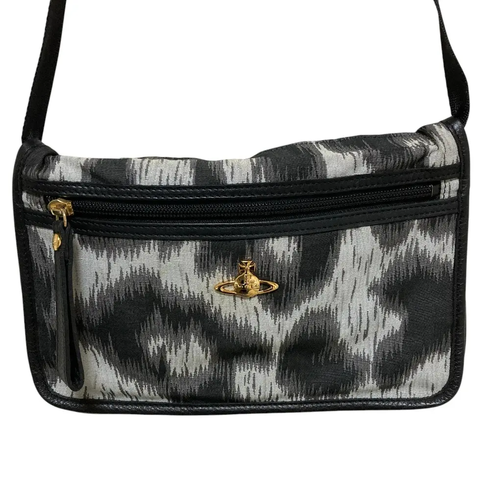 Vivienne Westwood ヴィヴィアンウエストウッド オーブ レオパード ショルダーバッグ ウォレット グレー×ブラック