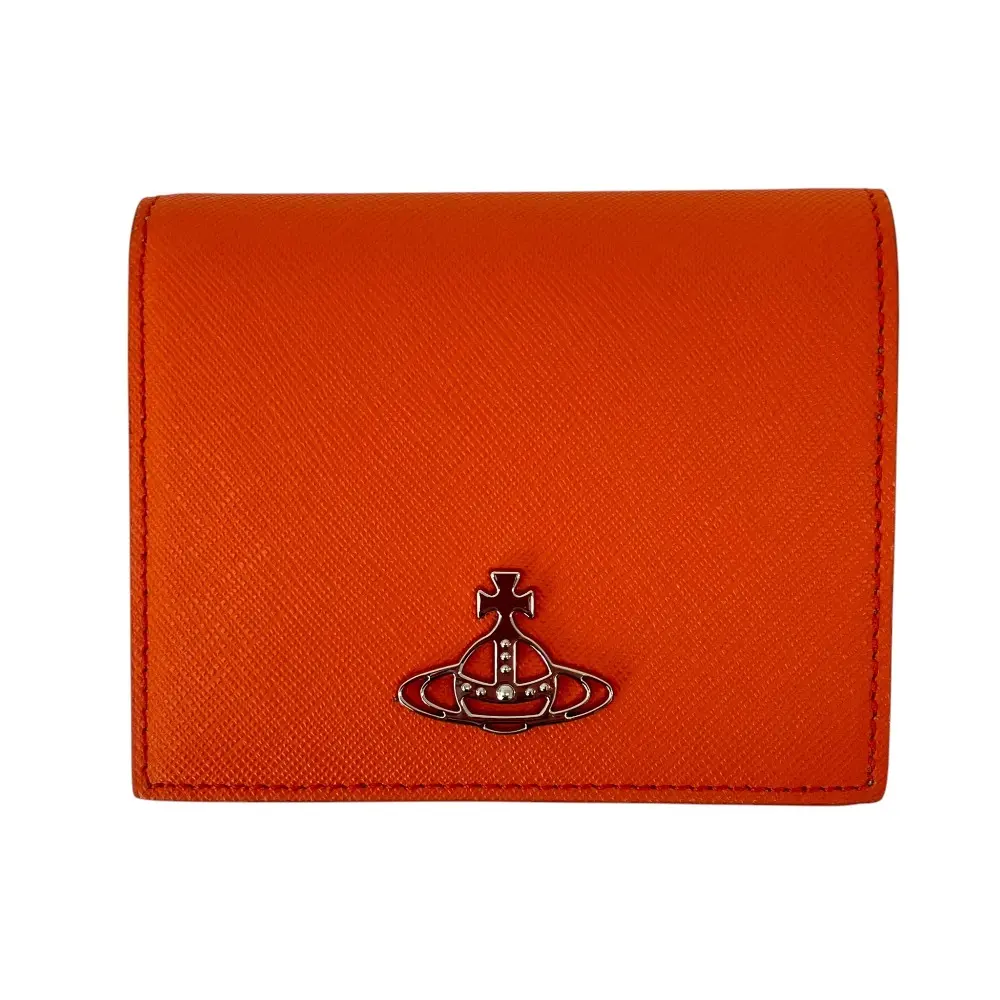 23SS Vivienne Westwood ヴィヴィアンウエストウッド サフィアーノレザー オーブ コンパクトウォレット 財布 オレンジ 