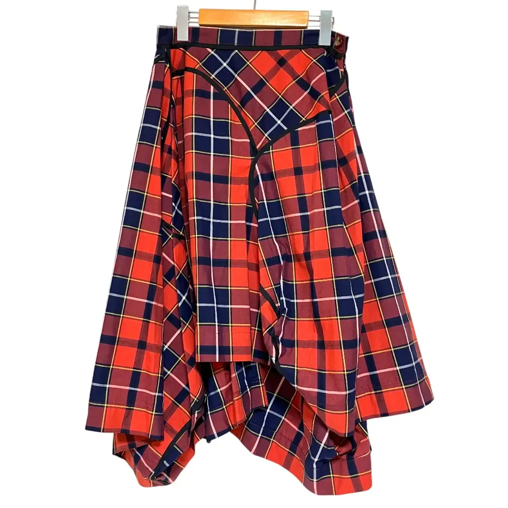 Vivienne Westwood RED LABEL ヴィヴィアンウエストウッド レッドレーベル タータンチェック アシンメトリースカート 3 レッド