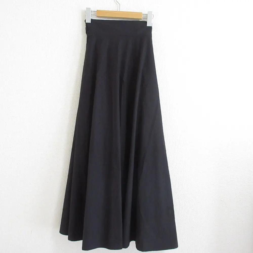 22SS Whim Gazette ウィムガゼット ロング丈 ラップ フレアスカート F ブラック