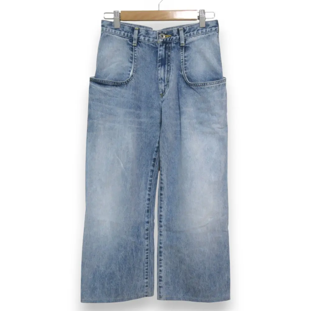 24SS Whim Gazette ウィムガゼット ウォッシュ加工 ポケットデニムワイドパンツ サイズ36 ブルー