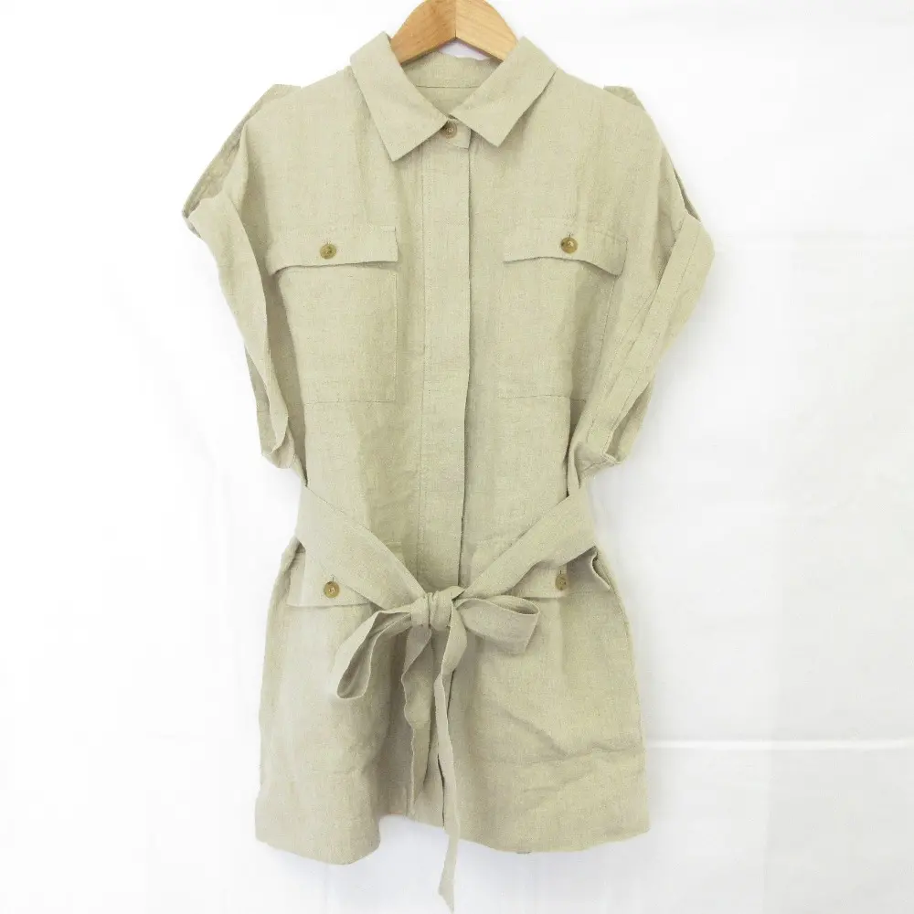 25SS Whim Gazette ウィムガゼット リネンミリタリージレ ベスト ブラウス F ベージュ