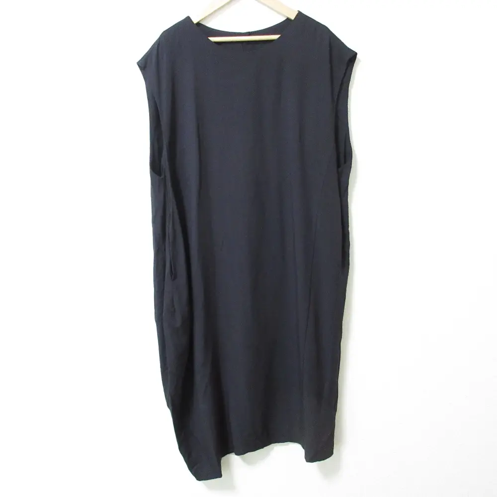 Y's for living ワイズフォーリビング ヨウジヤマモト スリーブレス ひざ丈 オーバーサイズ ワンピース ネイビー