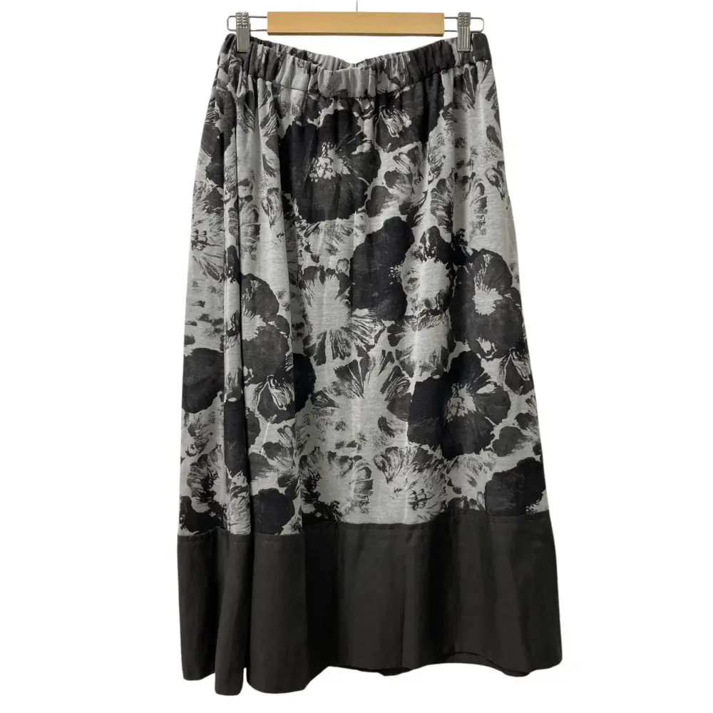 Y's for living ワイズフォーリビング ヨウジヤマモト フラワープリント イージー ロング フレアスカート グレー系