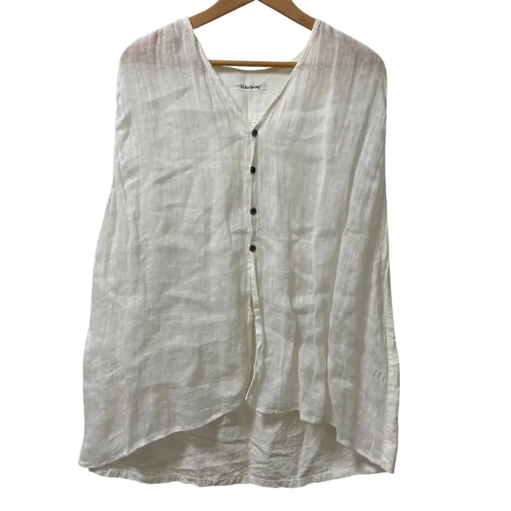 Y's for living Yohji Yamamoto ワイズフォーリビング ヨウジヤマモト Vネック リネンベスト ジレ ホワイト