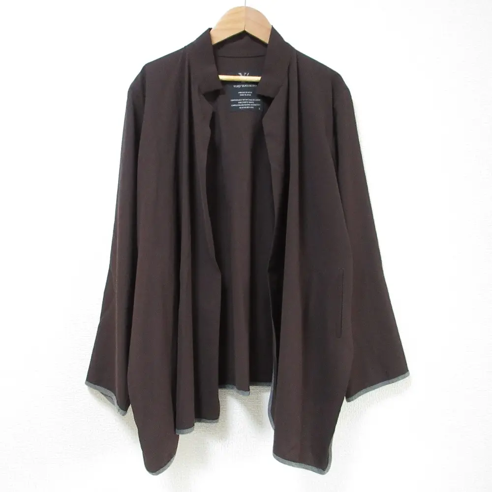 Y's Yohji Yamamoto ワイズ ヨウジヤマモト ボタンレス オーバーサイズ スタンドカラージャケット カーディガン 3 ブラウン