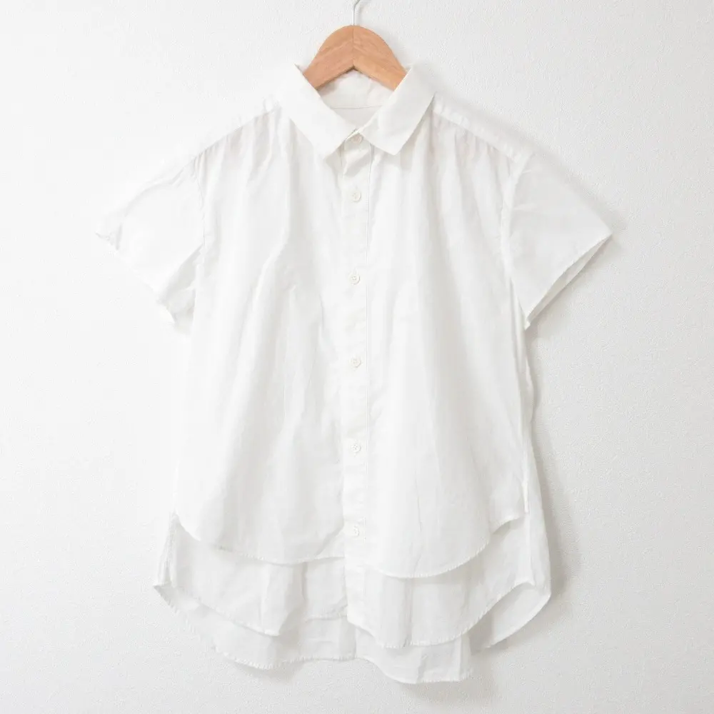 Y's Yohji Yamamoto ワイズ ヨウジヤマモト ショートスリーブ 半袖 ティアード シャツ ブラウス YE-B07-030 2 ホワイト