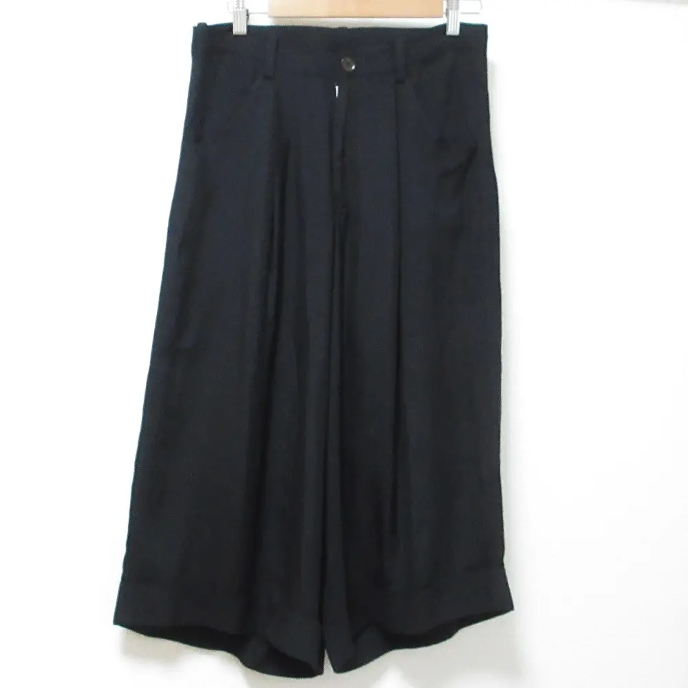 Y’s Yohji Yamamoto ワイズ ヨウジヤマモト タック ワイド クロップドパンツ スラックス 1 ブラック