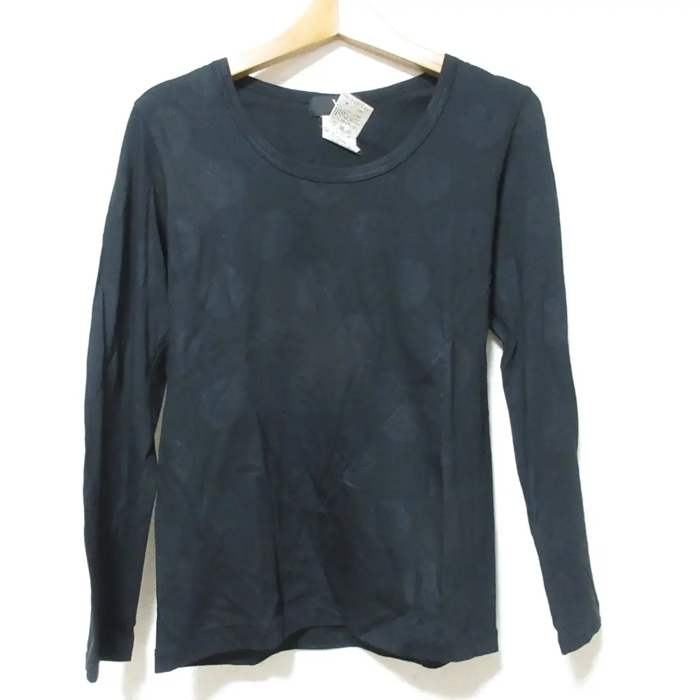 Y's Yohji Yamamoto ワイズ ヨウジヤマモト ドット柄 クルーネック ロングスリーブ 長袖 カットソー Tシャツ サイズ2 ブラック