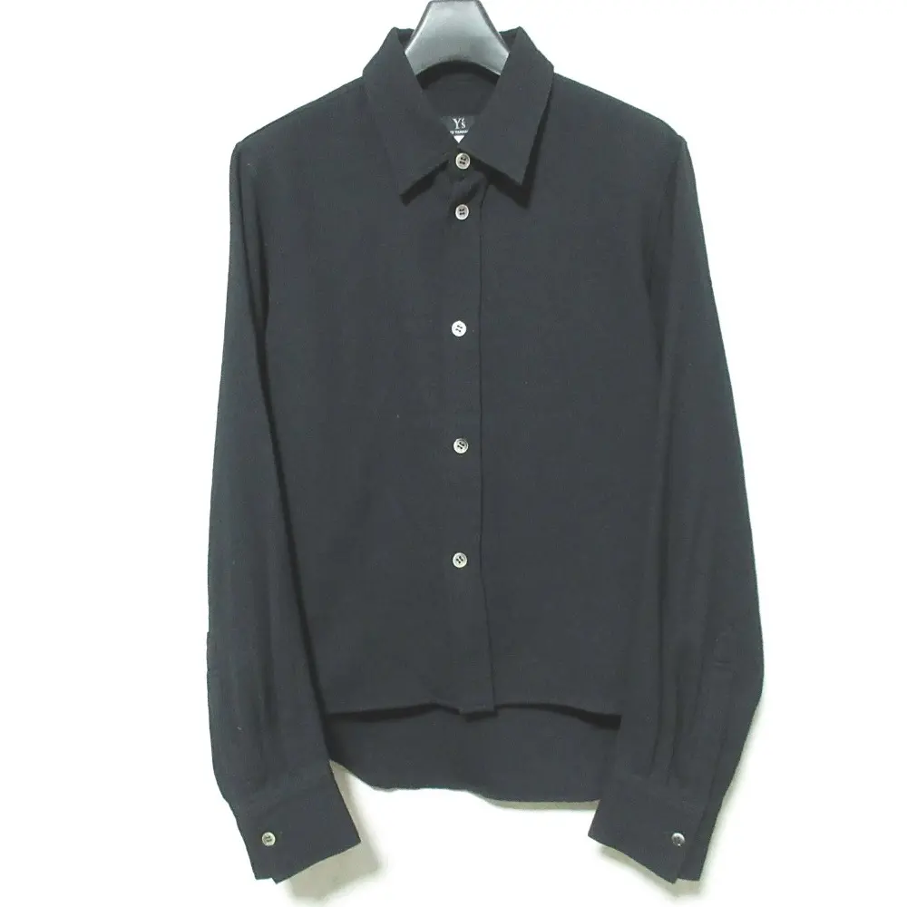 Y's Yohji Yamamoto ワイズ ヨウジヤマモト ロングスリーブ 長袖 ウール シャツ ブラウス YK-B09-111 2 ブラック