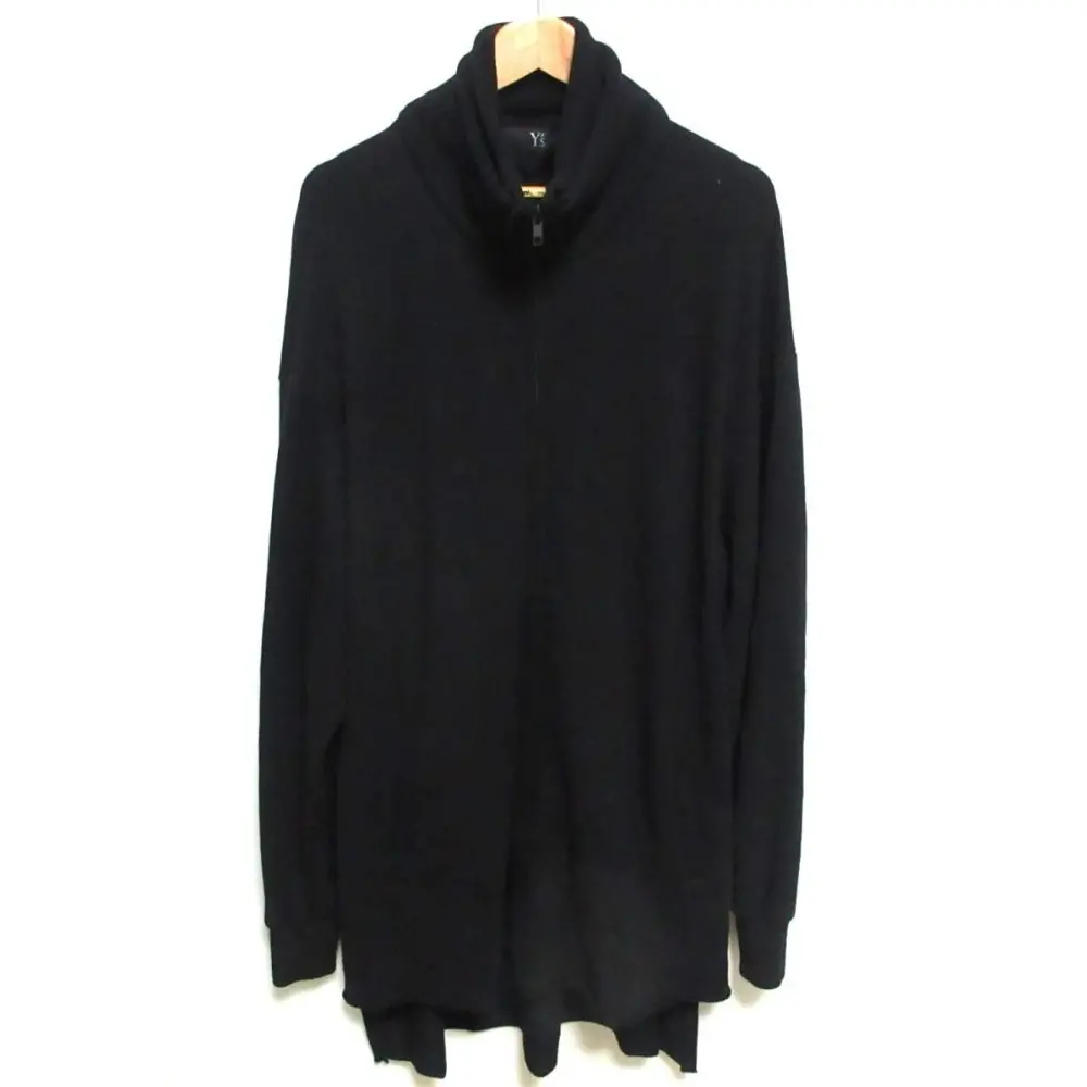 22AW Y's ワイズ ヨウジヤマモト バックプリーツ ジップアップ ロングスウェットシャツ トレーナー ジャケット 2 ブラック