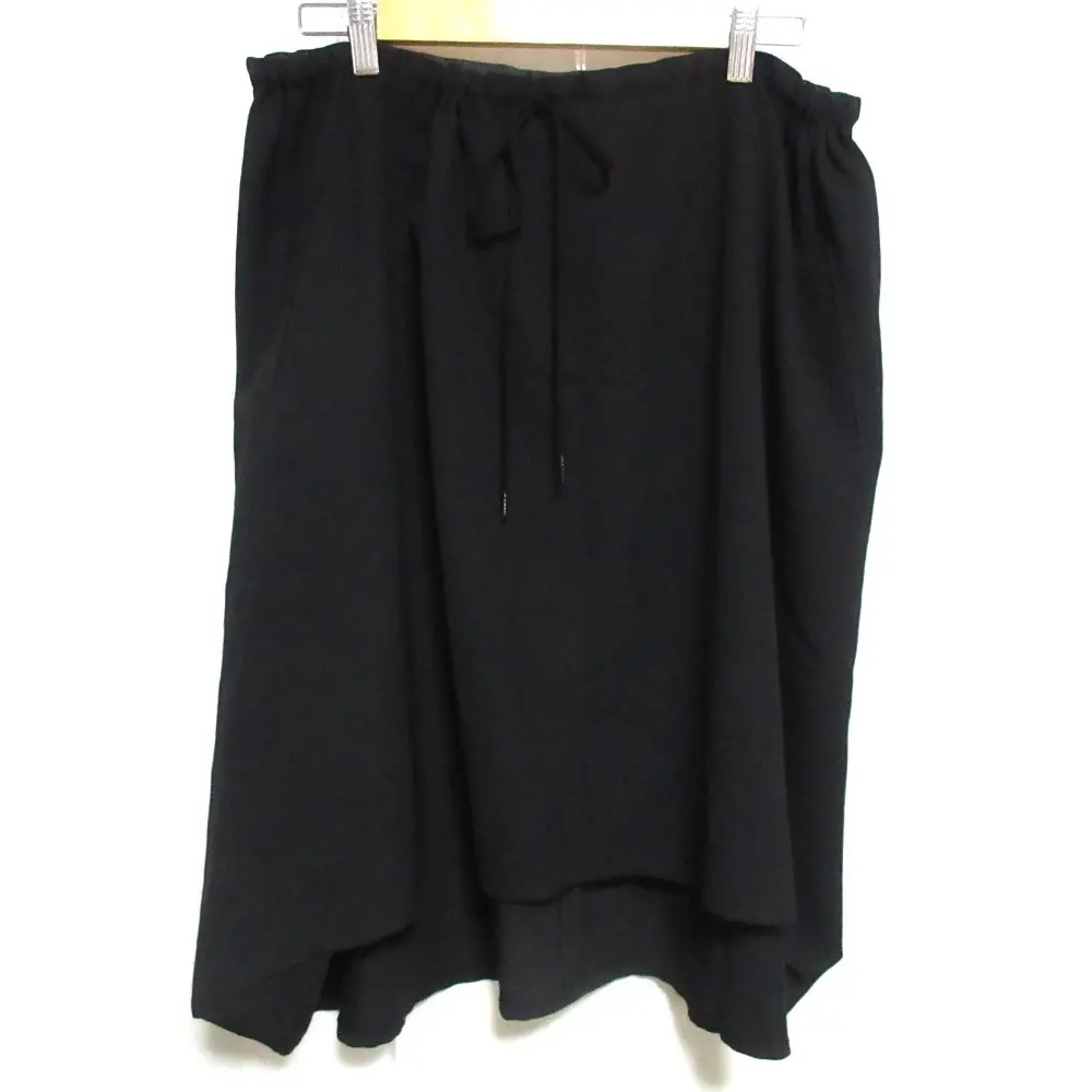 Y's Yohji Yamamoto ワイズ ヨウジヤマモト ウール ウエストドロスト イレヘム ひざ丈 スカート 3 ブラック