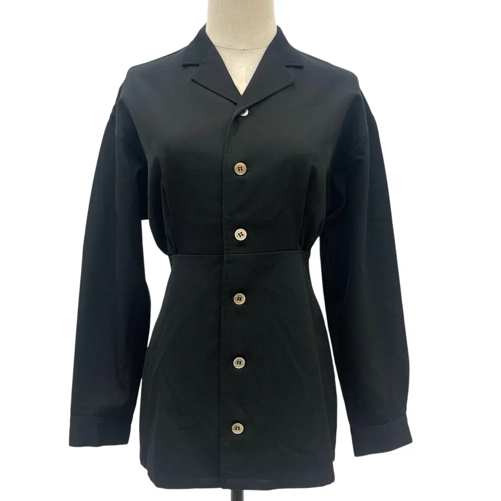 80’S Y's Yohji Yamamoto ワイズ ヨウジヤマモト ヴィンテージ ウエストギャザー ブラウス シャツ ブラック