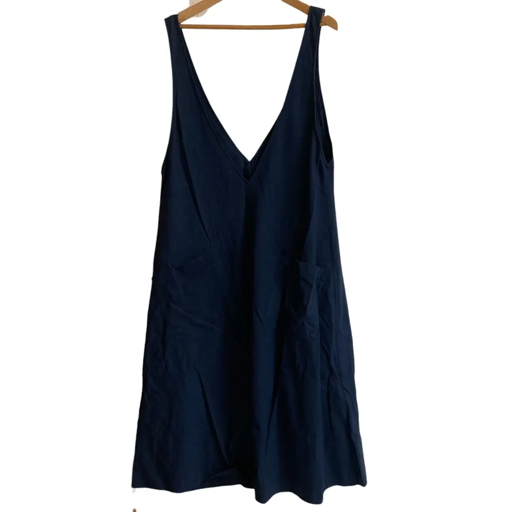 Y's Yohji Yamamoto ワイズ ヨウジヤマモト 80s ノースリーブ Vネック フレア ワンピース ジャンパースカート ネイビー