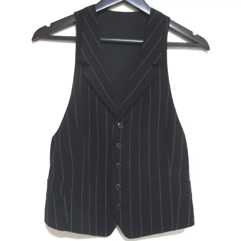 Y's ワイズ ヨウジヤマモト ヴィンテージ ピンストライプ柄 ジレベスト YR-V50-102 ブラック