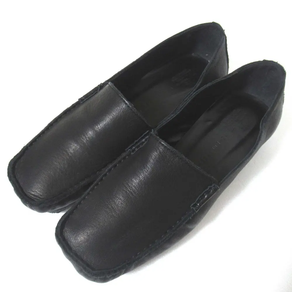 Y's Yohji Yamamoto ワイズ ヨウジヤマモト レザー スクエアトゥ スリッポン ローファー シューズ サイズ4 24cm ブラック