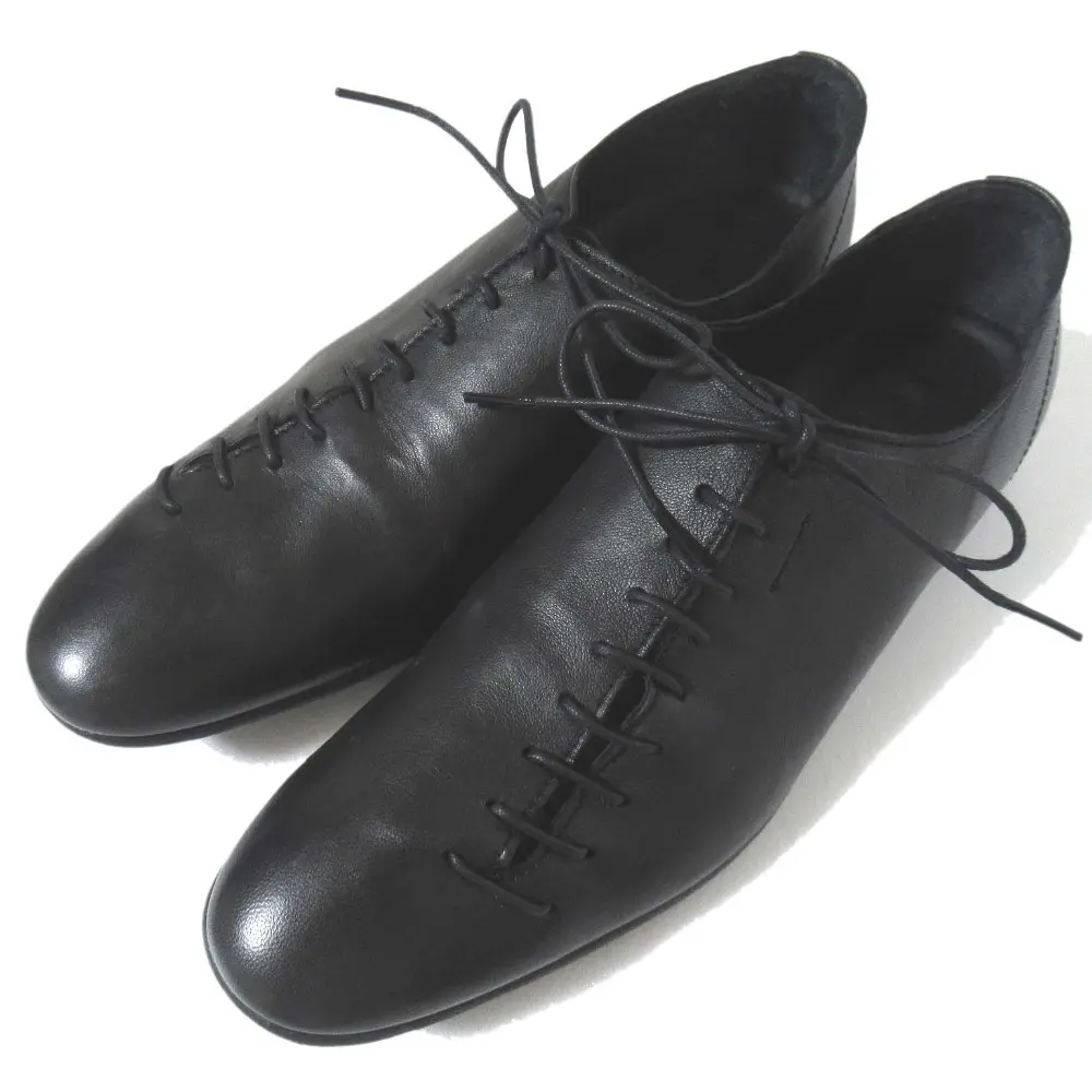 Y's Yohji Yamamoto ワイズ ヨウジヤマモト レザー アシンメトリー レースアップ シューズ サイズ4 約24cm ブラック
