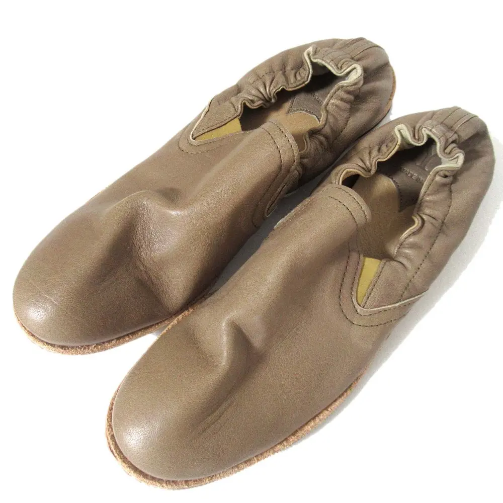 Y's Yohji Yamamoto ワイズ ヨウジヤマモト レザー スリッポン ギャザー シューズ サイズ4 約24cm グレージュ