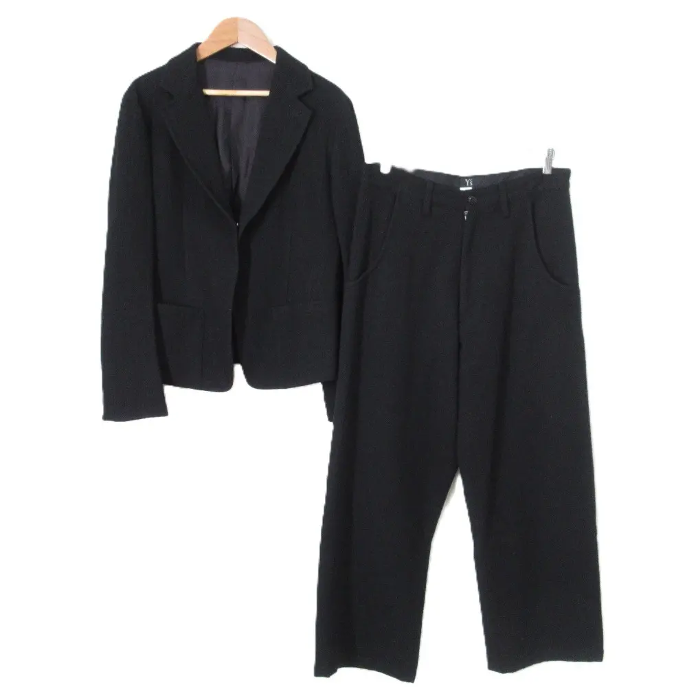 Y's Yohji Yamamoto ワイズ ヨウジヤマモト 縮絨 ジャケット ワイドパンツ セットアップ サイズ2 ブラック