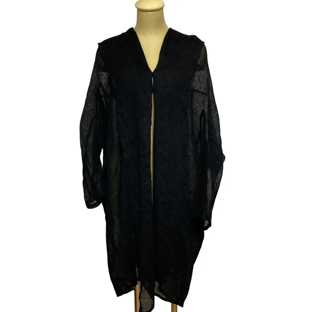25SS Y's ワイズ LENO CLOTH SCARF JACKET カラミ織 リネン スリーブストールジャケット YT-J21-329 サイズ2 ブラック