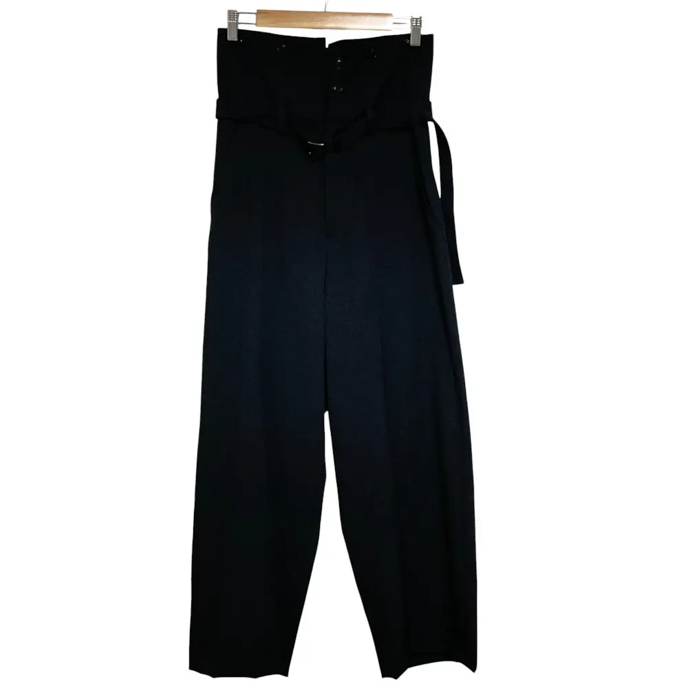 23SS Y's ワイズ GABARDINE BELTED HIGH WAIST PANTS ギャバジンベルテッドハイウエストパンツ YZ-P17-100 サイズ1 ブラック