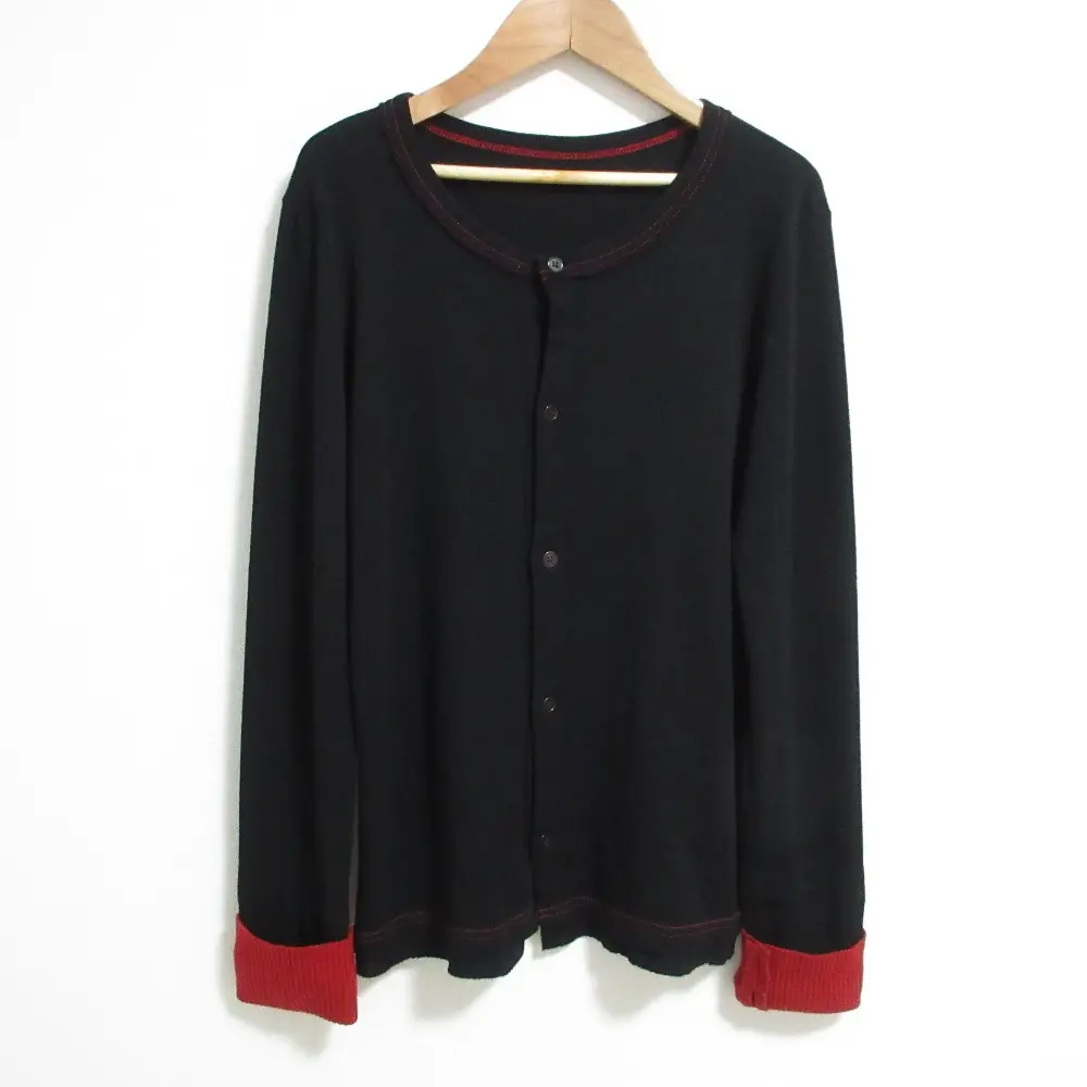 Y's YOHJI YAMAMOTO ワイズ ヨウジヤマモト バイカラー ニットカーディガン サイズ2 ブラック×レッド