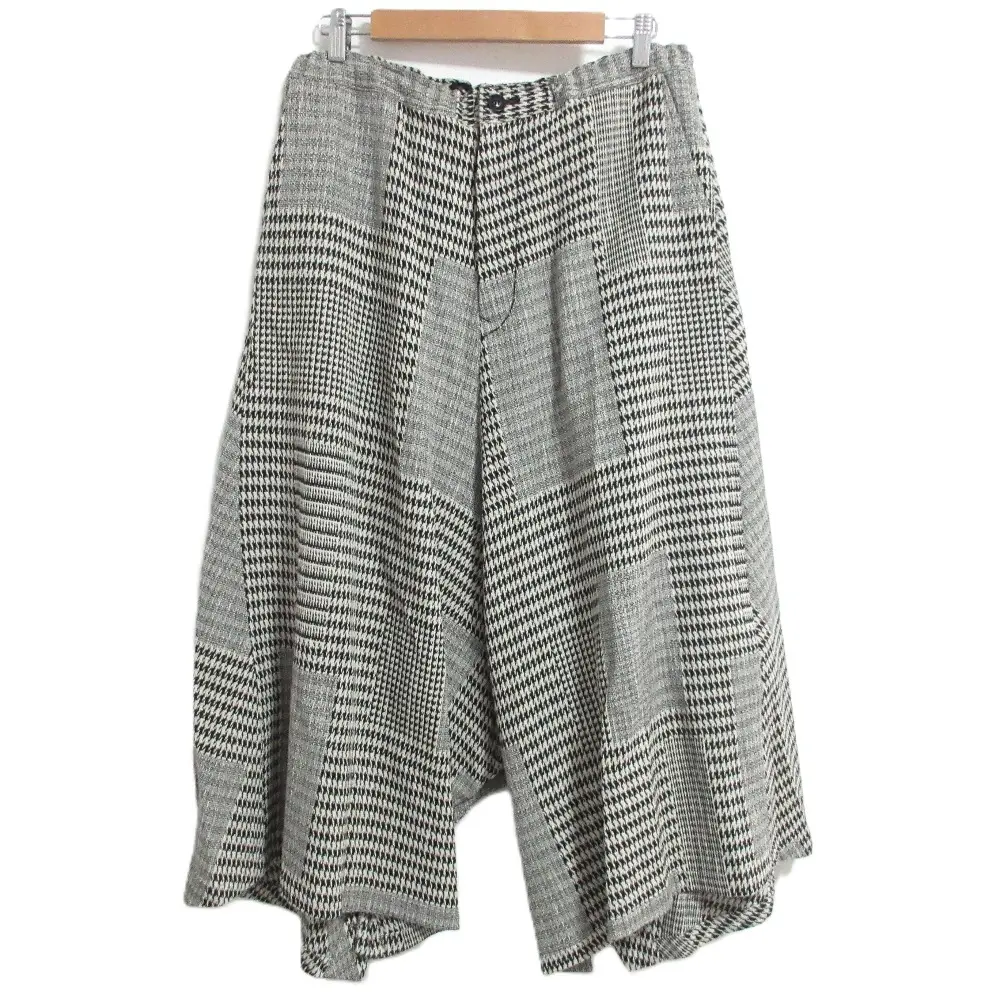 Y's Yohji Yamamoto ワイズ ヨウジヤマモト 千鳥格子柄 イージーサルエルパンツ YV-P15-011 サイズ2 グレー ブラック