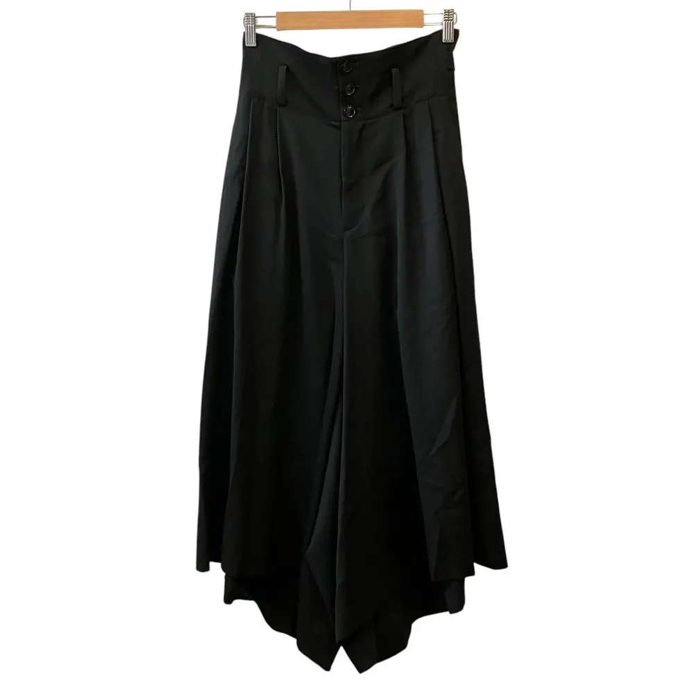 25AW Y’s.... Yohji Yamamoto ワイズ ヨウジヤマモト ウールギャバジン ハイウエストパンツ 1 ブラック