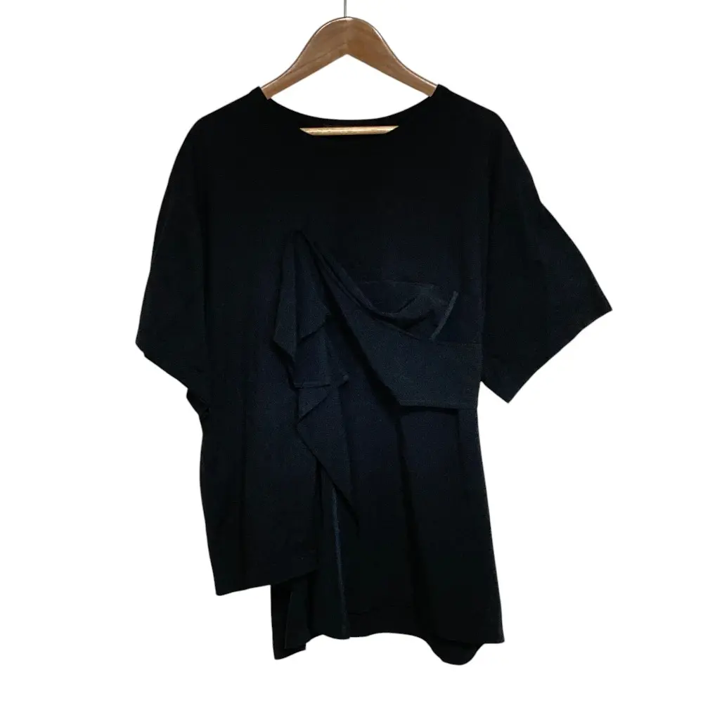 Y's YOHJI YAMAMOTO ワイズ ヨウジヤマモト ショートスリーブ フリル ドッキング カットソー YG-T29-068 サイズ2 ブラック