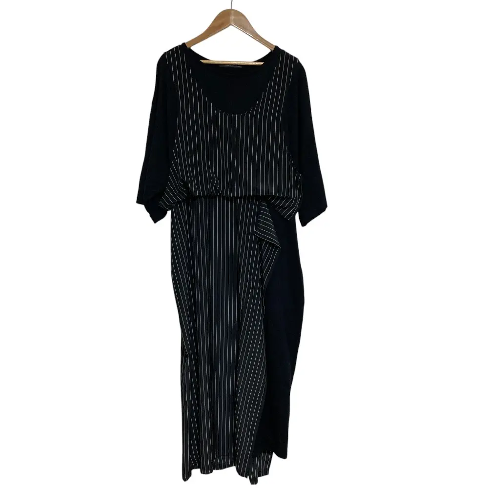 Y's Yohji Yamamoto ワイズ ヨウジヤマモト ストライプ レイヤードワンピース YT-T23-677 サイズ2 ブラック