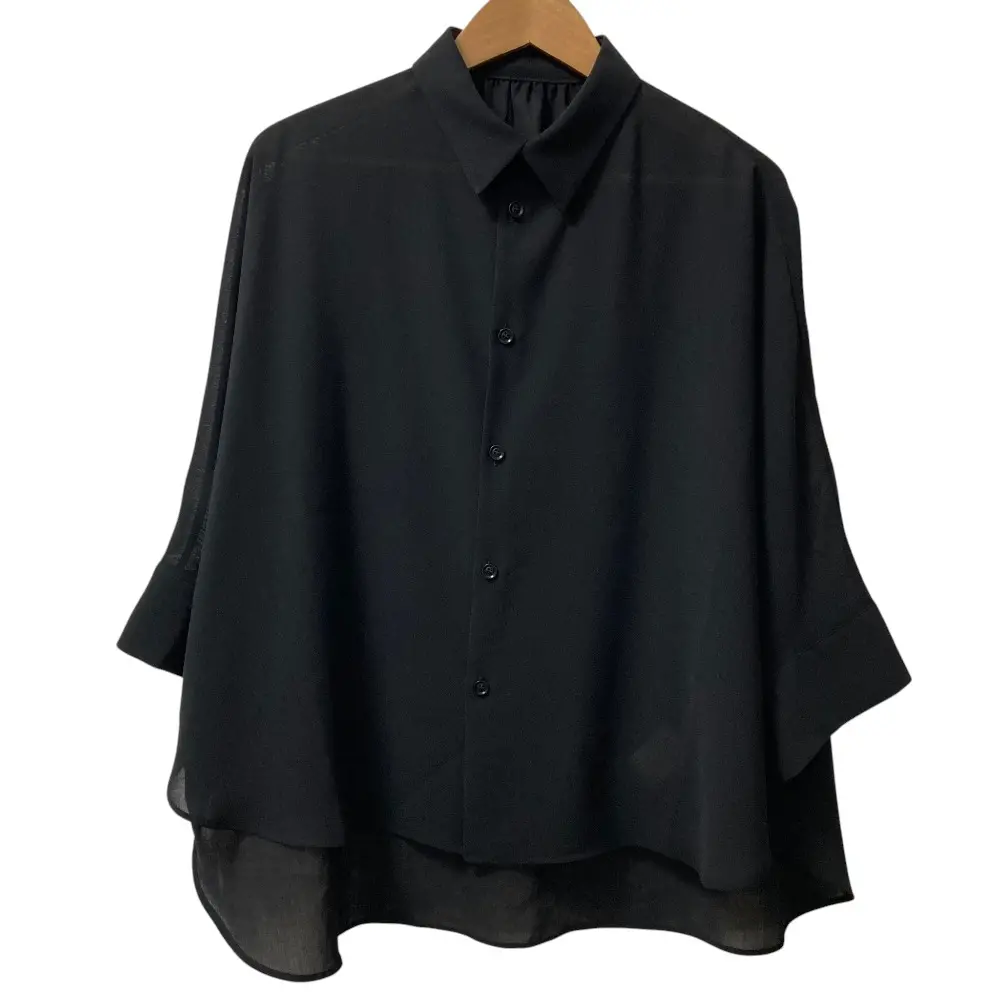 25SS Y's ワイズ ヨウジヤマモト COTTON LAWN DOLMAN SLEEVE BLOUSE ドルマンスリーブ シアーブラウス YD-B22-900 2 ブラック