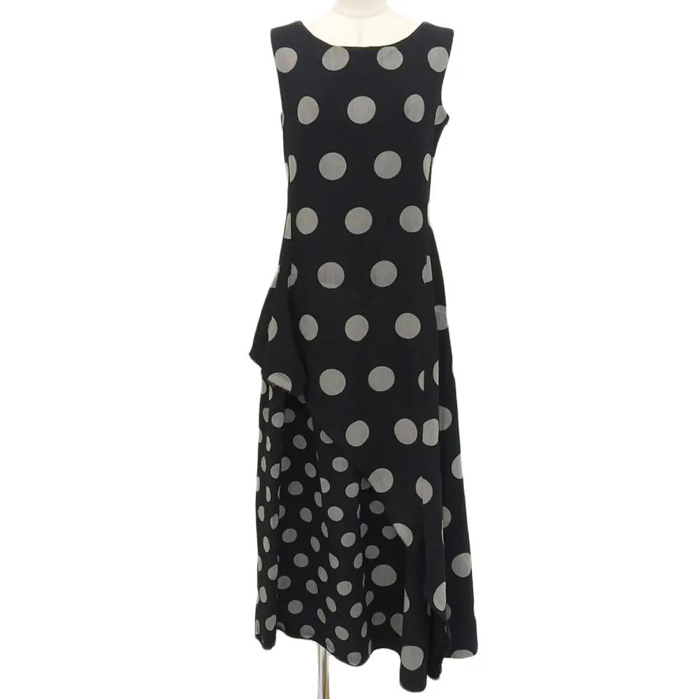 YOHJI YAMAMOTO +NOIR ヨウジヤマモトプリュスノアール ドット柄 ノースリーブ ウール ワンピース 1 ブラック