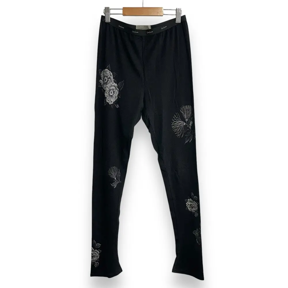 22SS Yohji Yamamoto ヨウジヤマモト フラワープリント レギンスパンツ イージーパンツ 1 ブラック