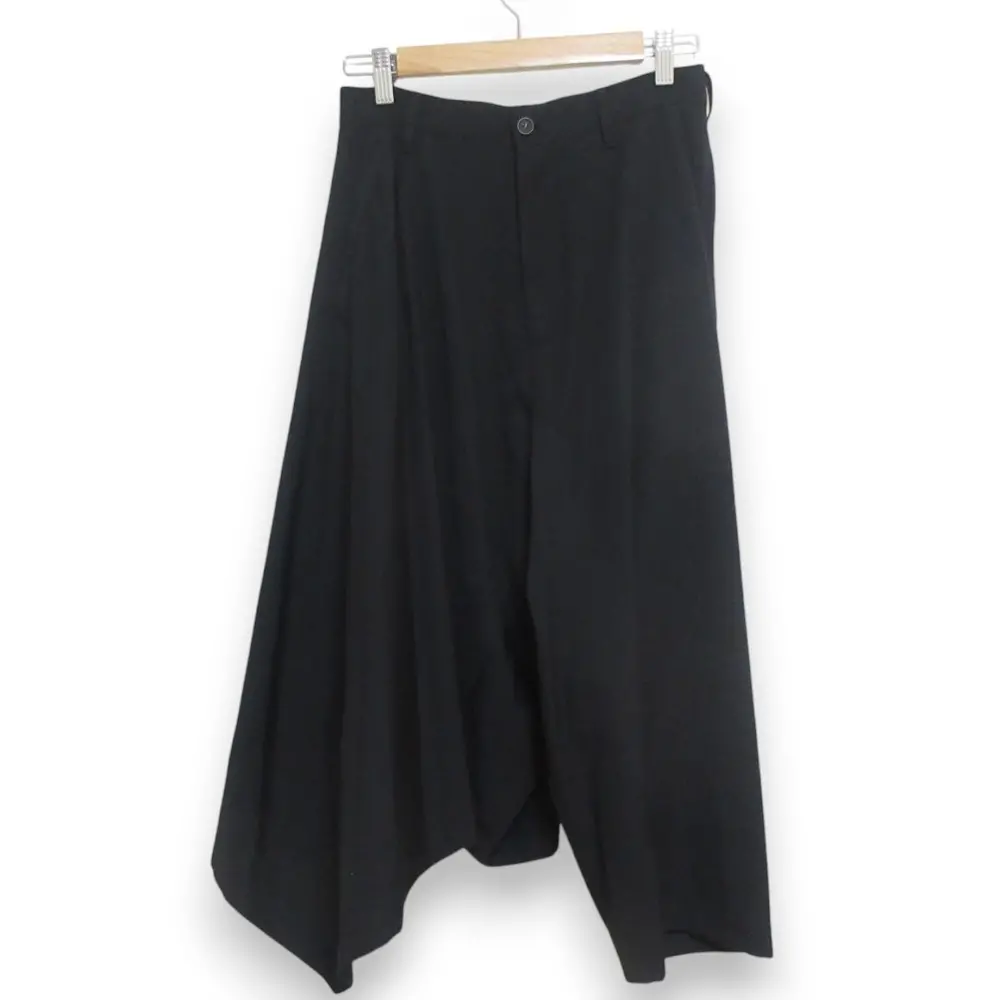 20SS B Yohji Yamamoto ビーヨウジヤマモト ウール100％ アシンメトリー サルエルパンツ NN-P58-100 サイズ1 ブラック