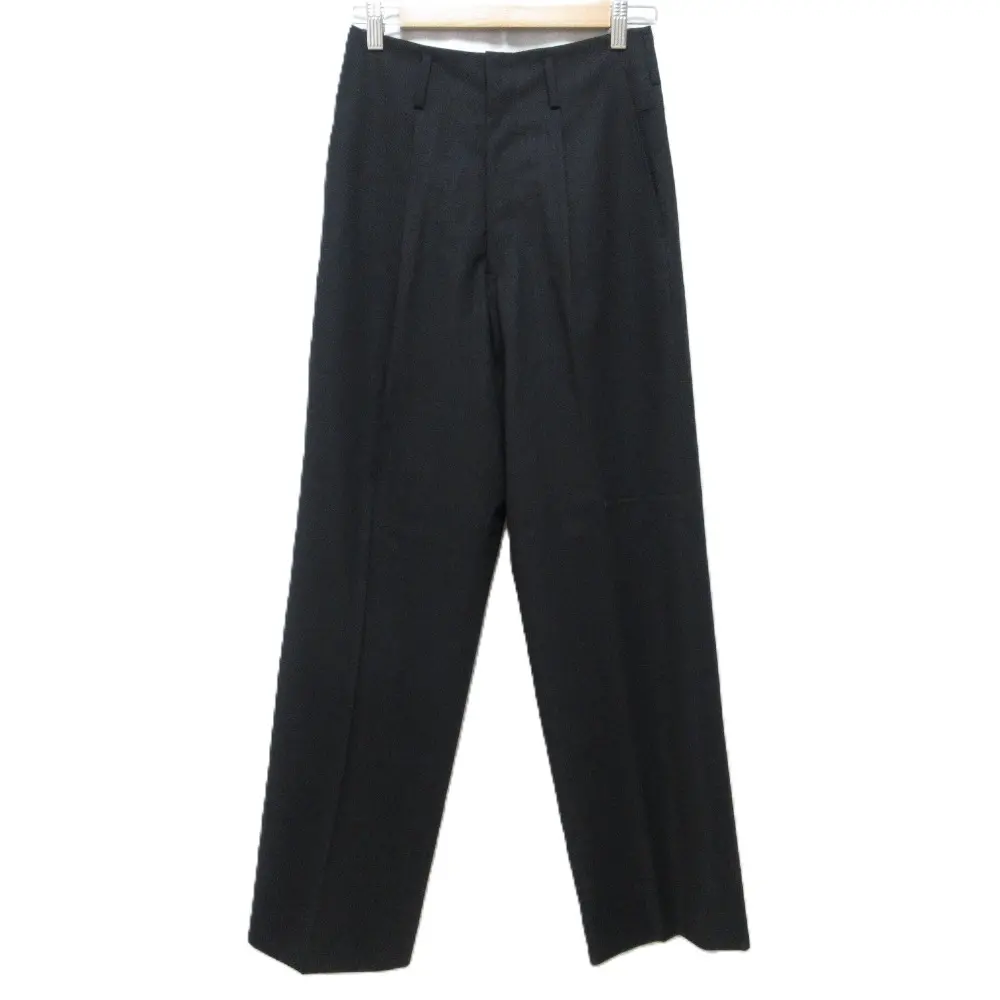 Yohji yamamoto ヨウジヤマモト ウール100％ ハイウエスト タック パンツ スラックス FX-P25-112 1サイズ ブラック