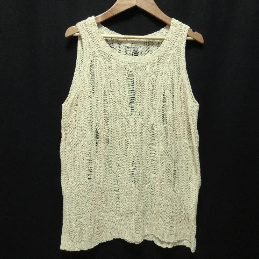 yohji yamamoto ヨウジヤマモト シルク100％ ノースリーブ プルオーバー グランジニット カットソー FQ-K19-463 3 ベージュ