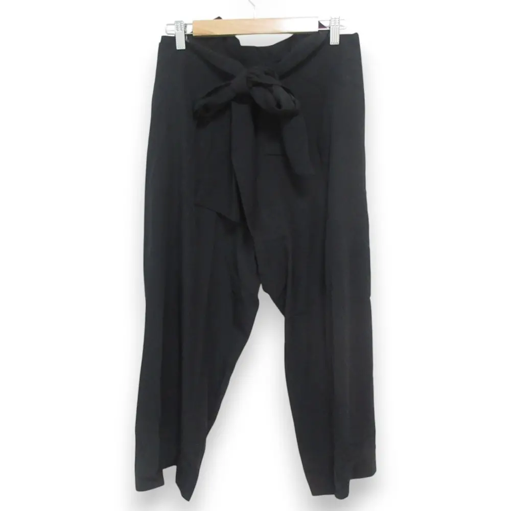 Yohji Yamamoto ヨウジヤマモト シルク100％ リボンベルト ストレートパンツ FB-P03-447 サイズ1 ブラック