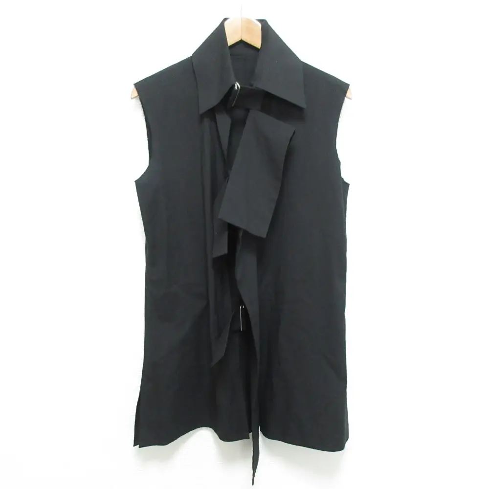 Yohji Yamamoto ヨウジヤマモト ベルト ノースリーブ ブラウス シャツ FZ-B13-005 サイズ2 ブラック