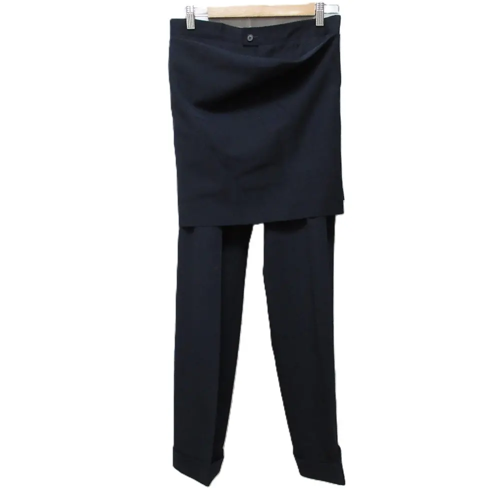 yohji yamamoto ヨウジヤマモト ウール100％ テーパード ラップパンツ スラックス FV-P24-143 1サイズ ダークネイビー