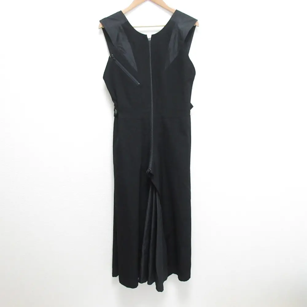 Yohji Yamamoto ヨウジヤマモト ウール×シルク ドッキング サロペット ロングワンピース FM-D04-111 サイズ2 ブラック