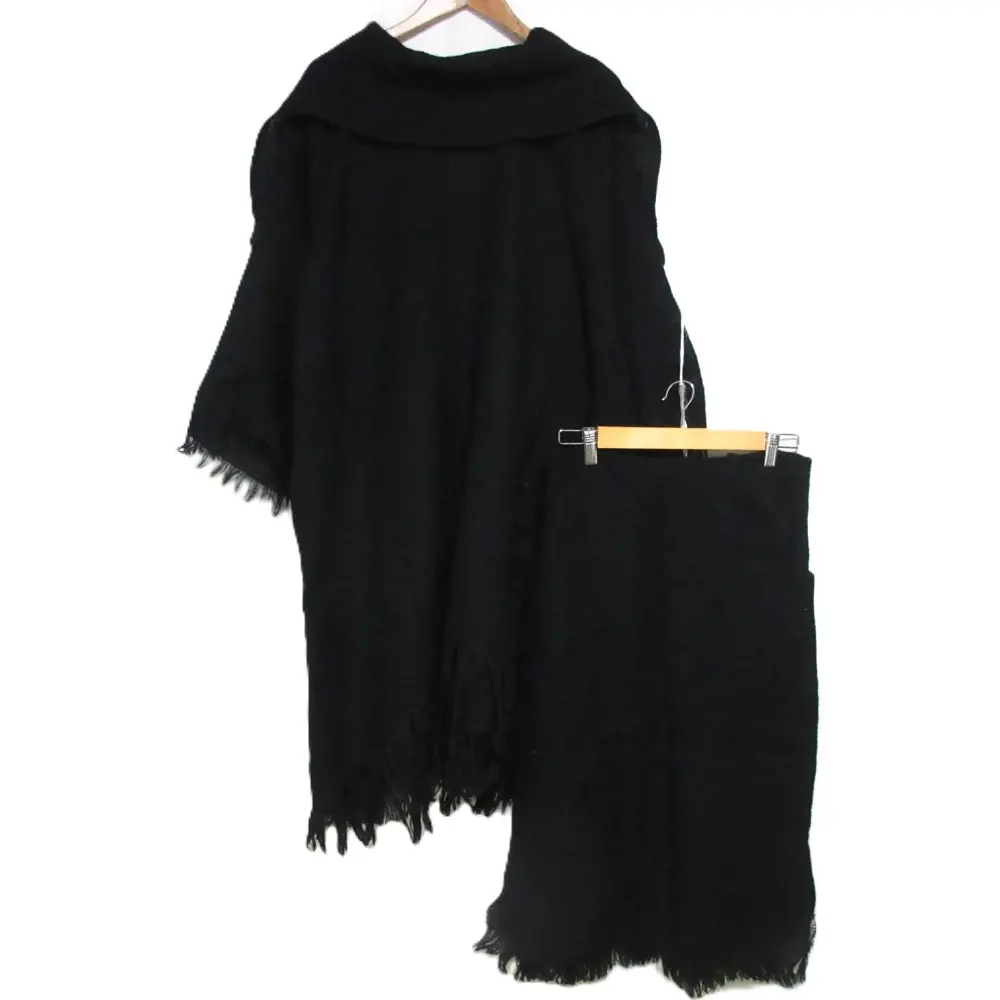 Yohji Yamamoto ヨウジヤマモト フリンジ ニット ワンピース+スカート セットアップ S/SS ブラック