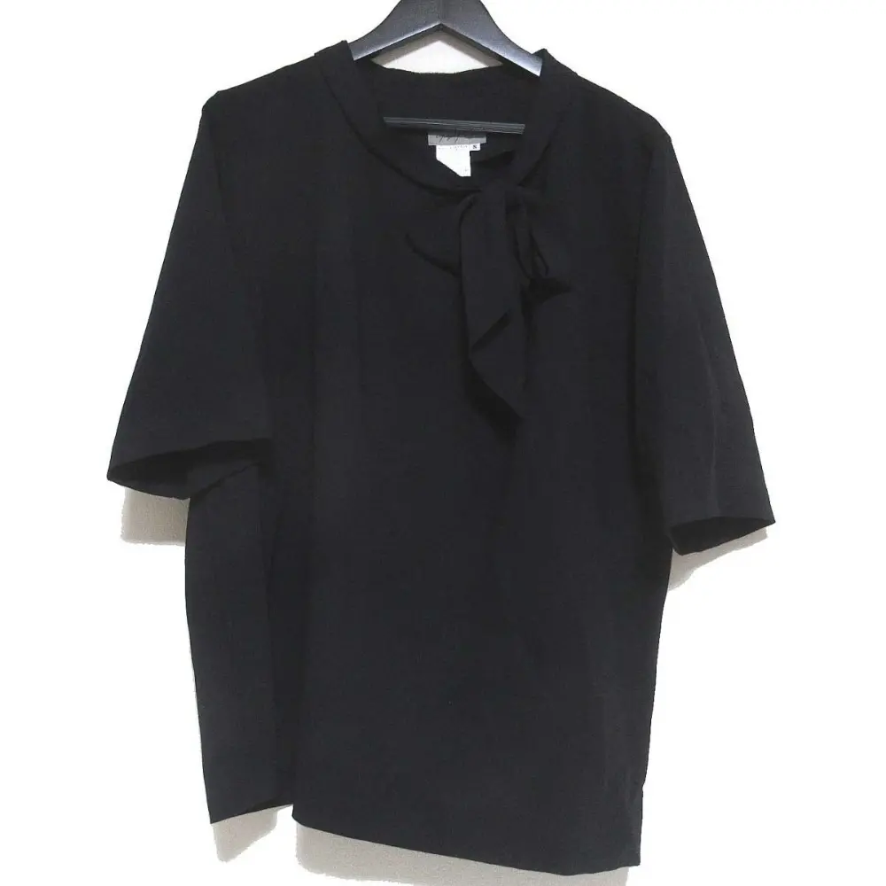 99SS Yohji Yamamoto ヨウジヤマモト ウール ショートスリーブ リボン プルオーバー ブラウス Sサイズ ブラック